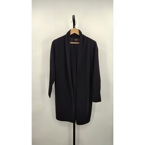 Quince Women Mongolian Cashmere Duster Cardigan Sweater Black Sleeved Top XL